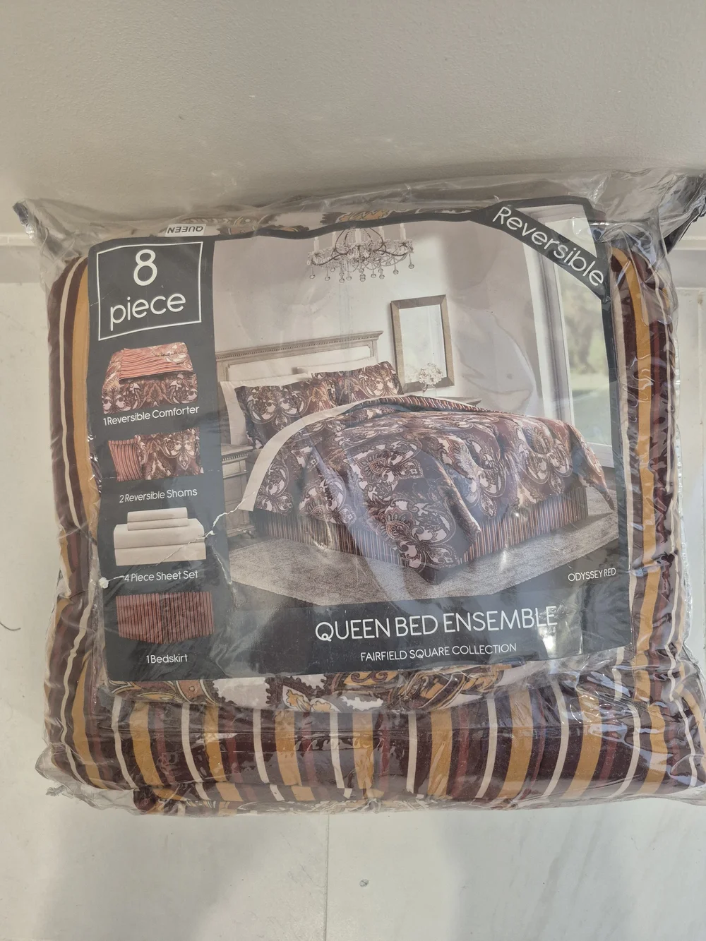 Fairfield Square Queen 8-Piece Reversible Comforter Set - Brown Multicolor
